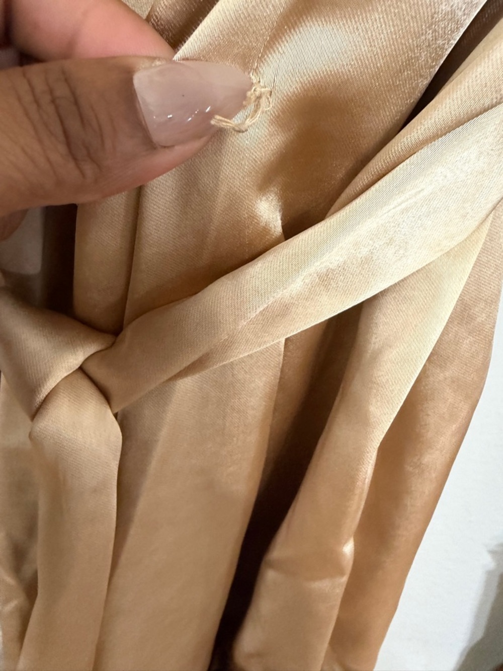 12th Tribe Beige Wrap Robe with Brown Lace Trim - Picture 14 of 16